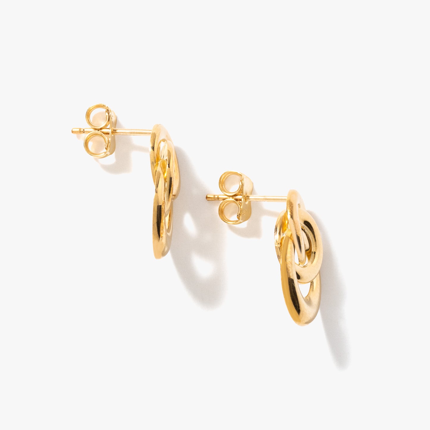 Double Ring Stud Earrings in 10K Yellow Gold
