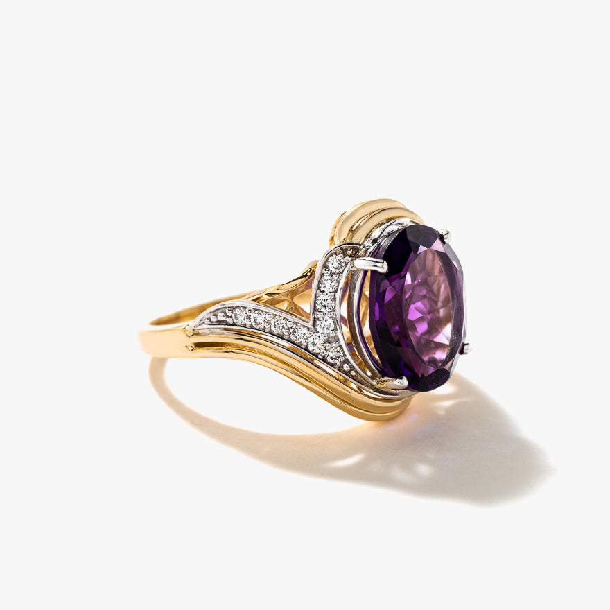 Amethyst Ring in 10K Yellow and White Gold