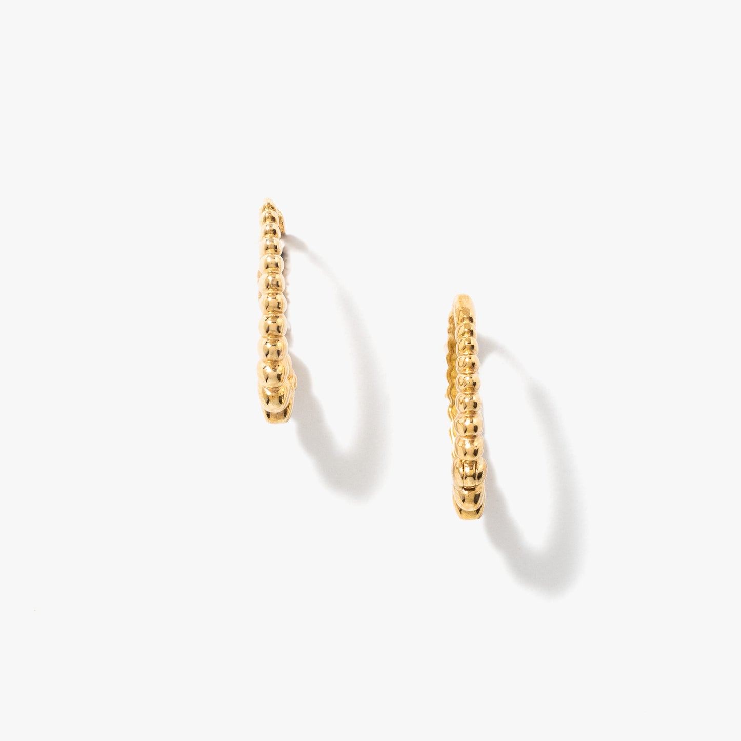 10K Yellow Gold Oval Beaded Earring