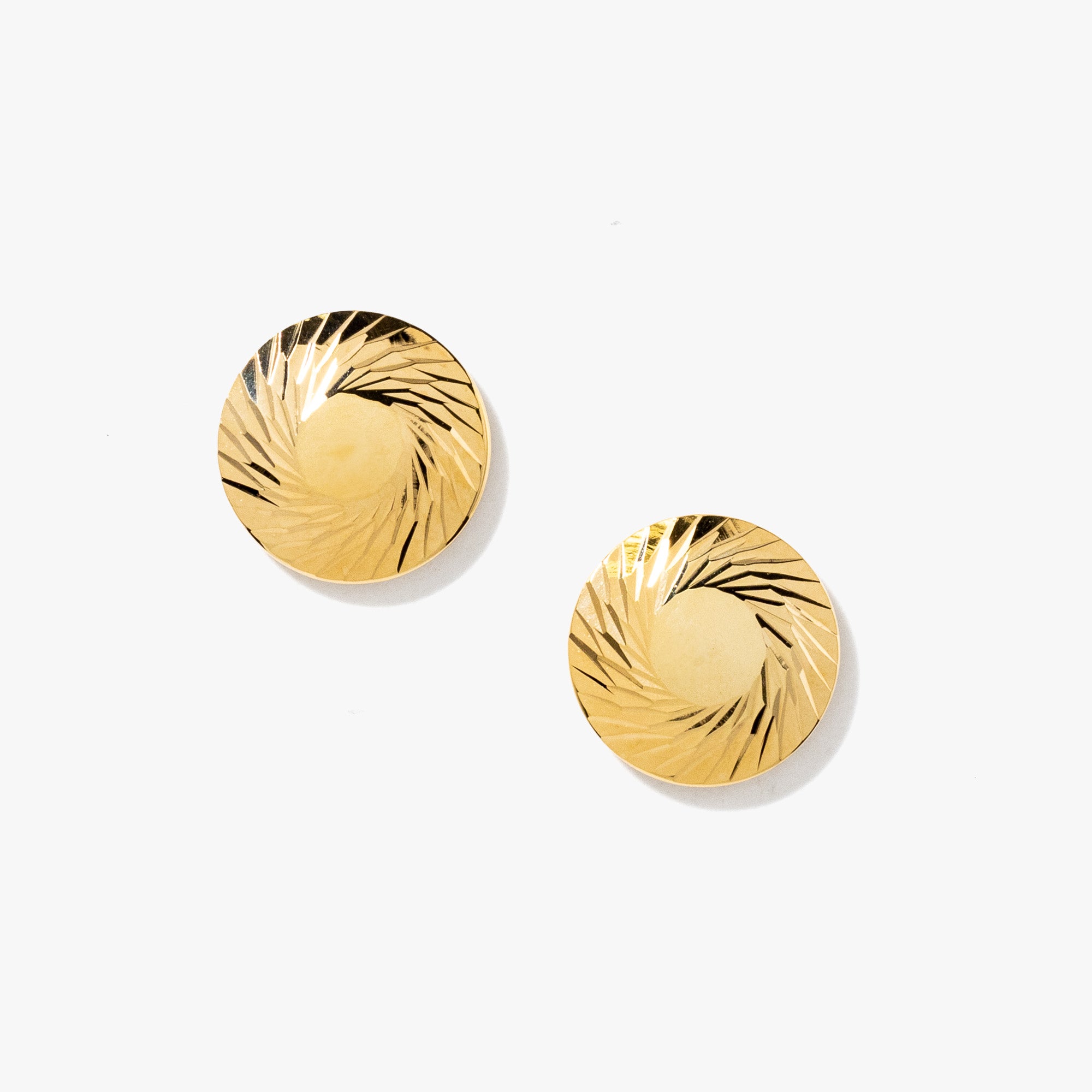 14K Yellow Gold Spiral Pattern Stud Earrings