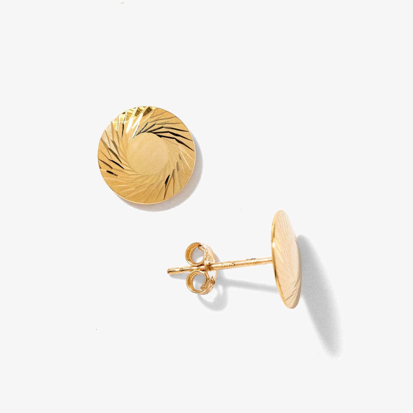 14K Yellow Gold Spiral Pattern Stud Earrings