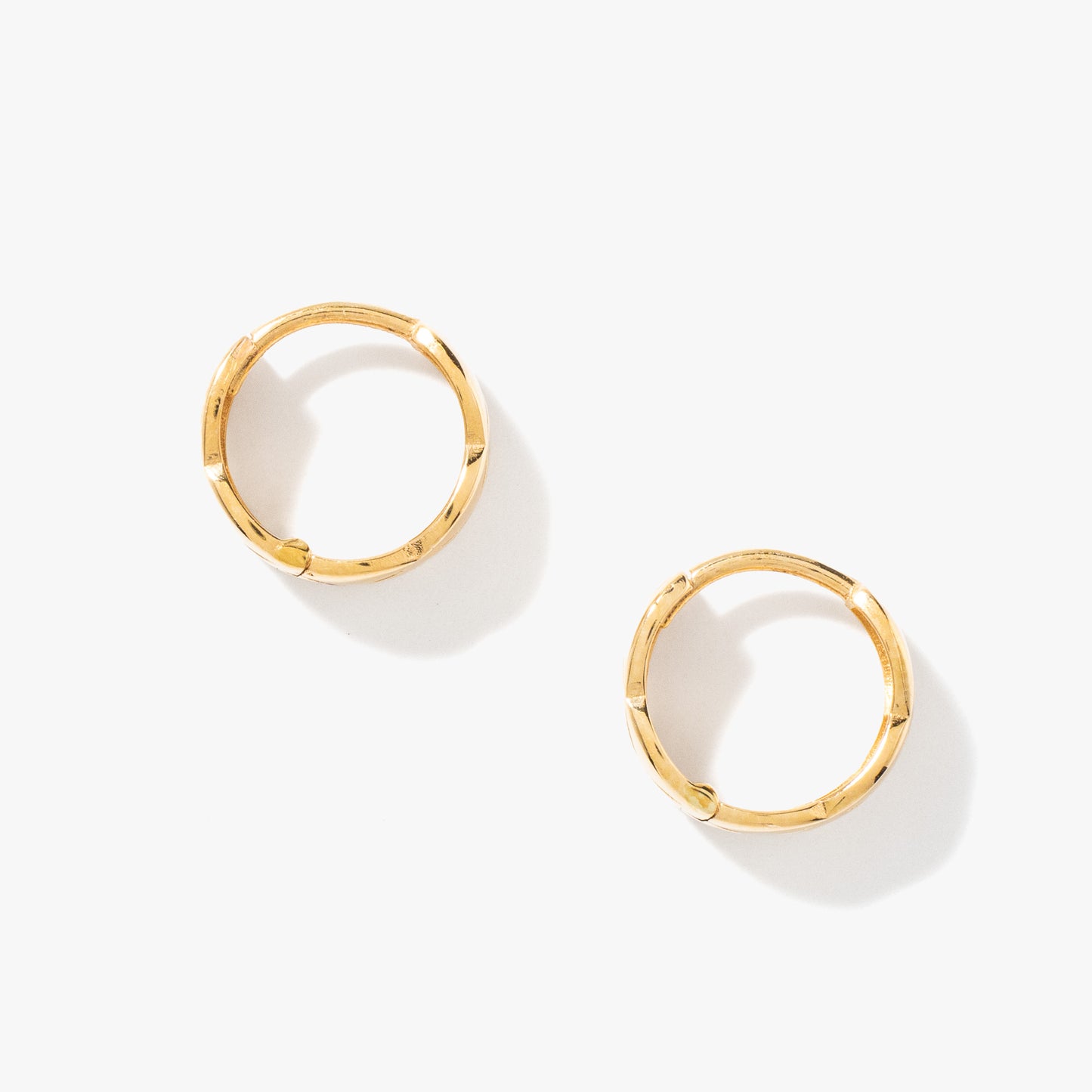 14K Yellow Gold Cross Pattern Huggie Earrings