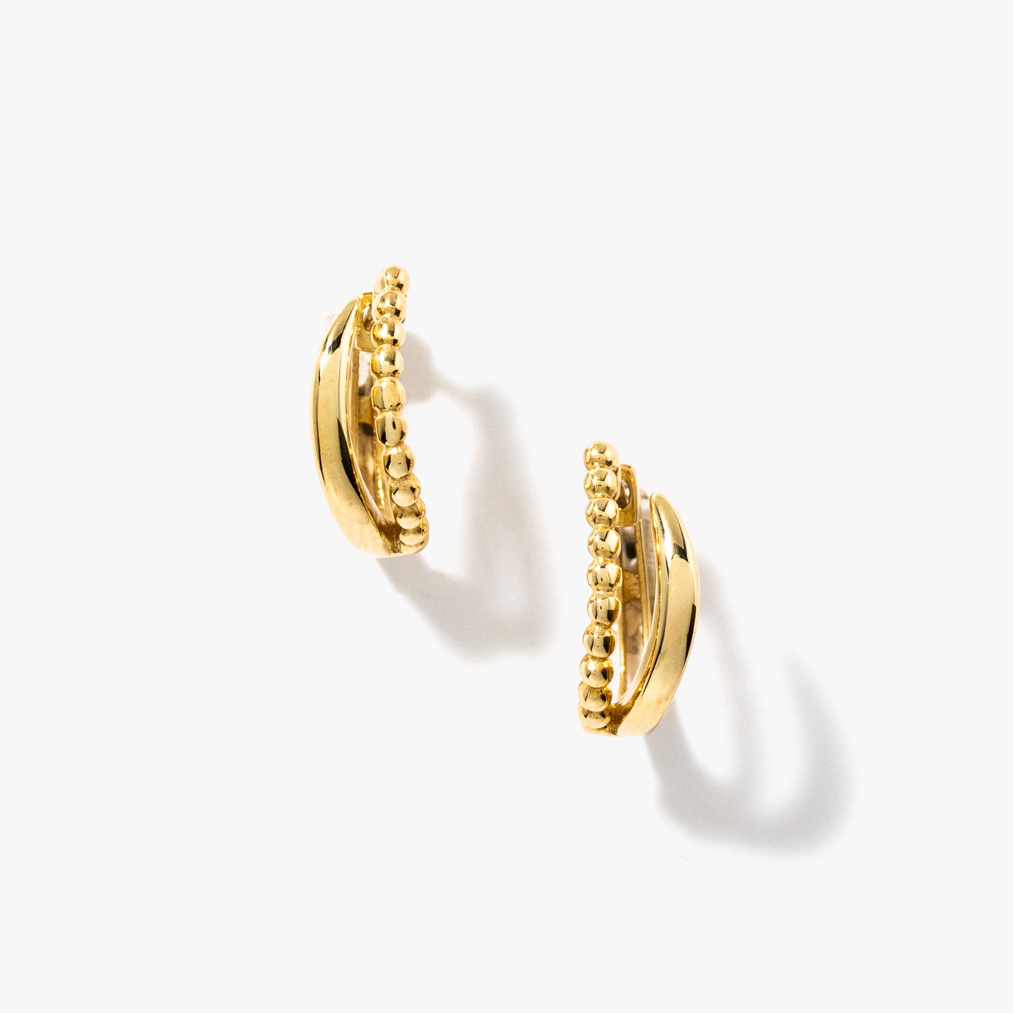 Beaded Hoop Earrings in 10K Yellow Gold