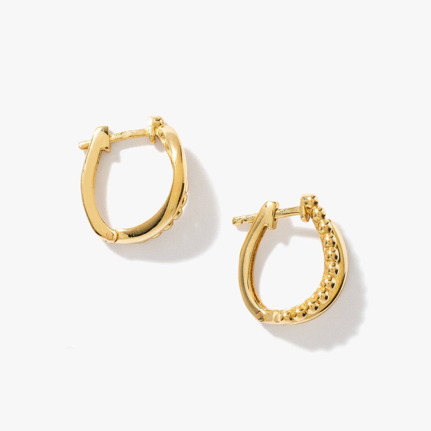 Beaded Hoop Earrings in 10K Yellow Gold