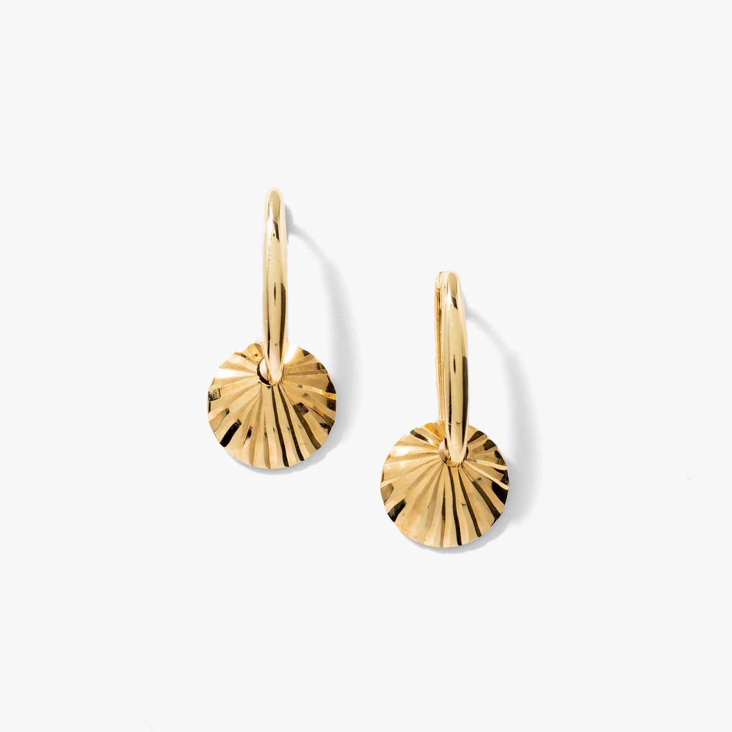 Disc Hoop Earrings in 10K Yellow Gold