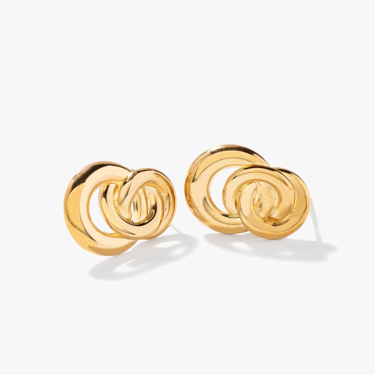 Double Ring Stud Earrings in 10K Yellow Gold