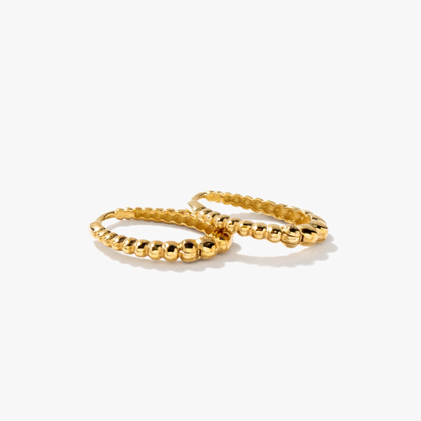 10K Yellow Gold Oval Beaded Earring