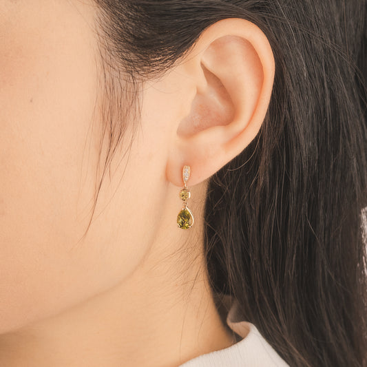 Peridot Earrings in 10K Yellow Gold