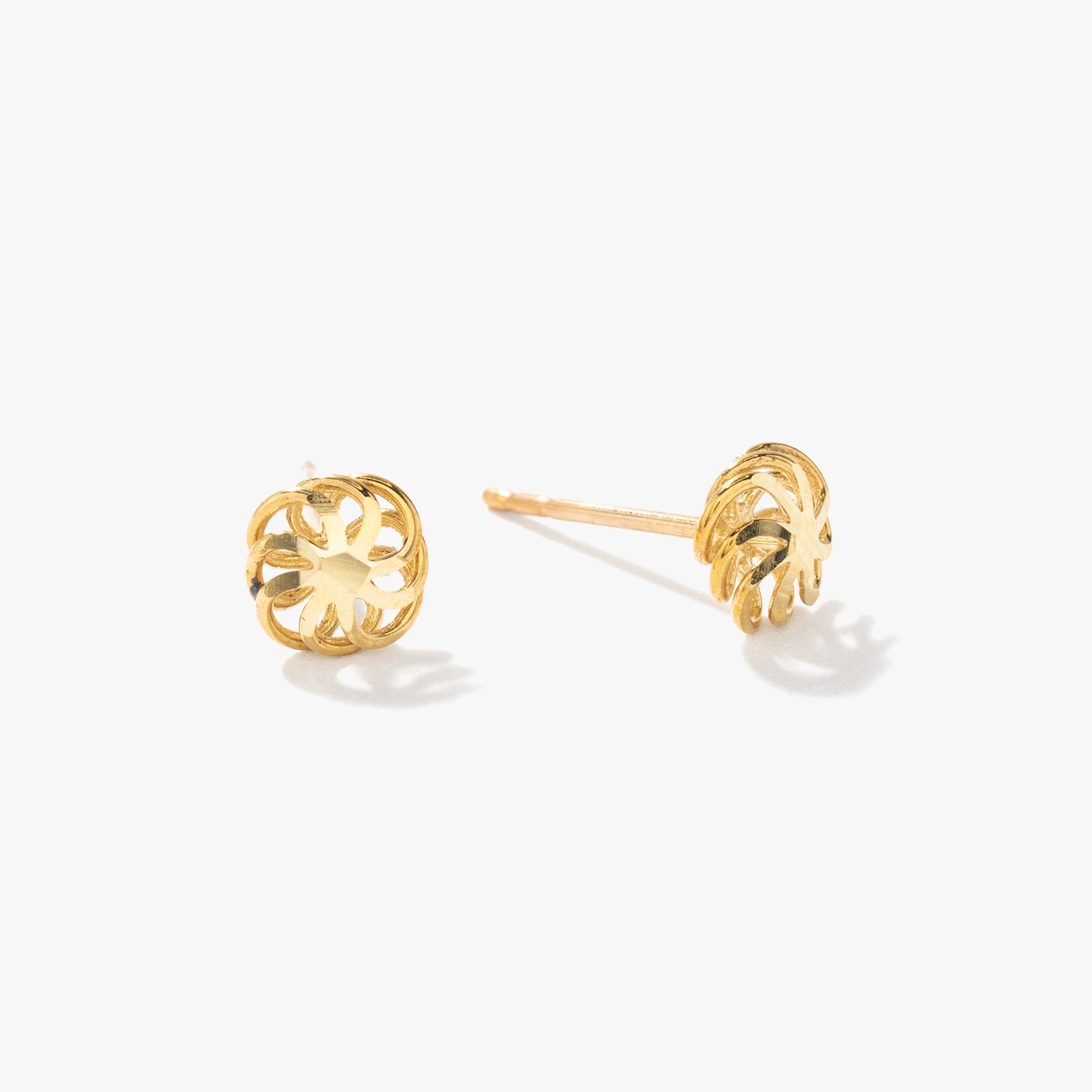 10K Yellow Gold Flower Stud Earrings