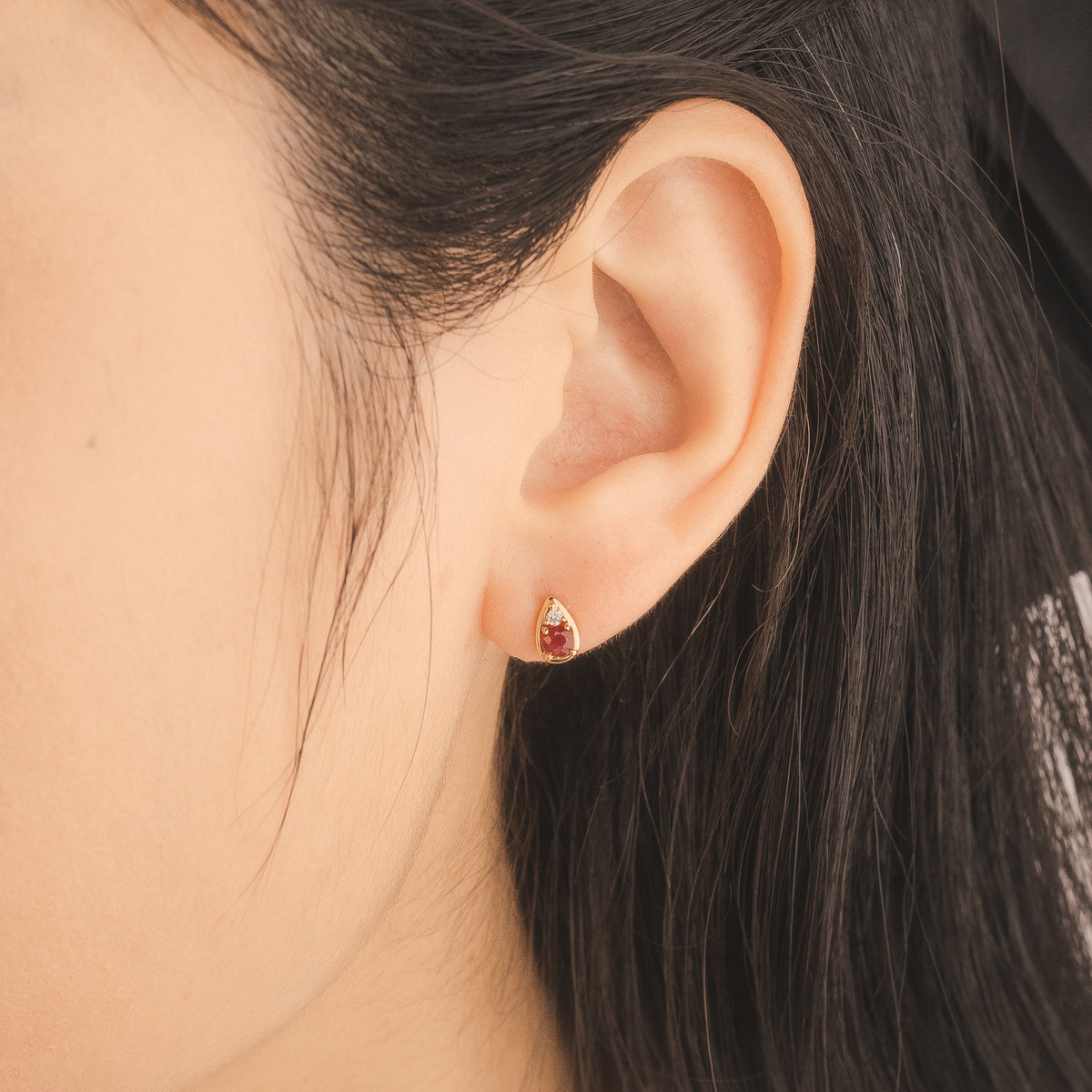 Ruby Earrings in 10K Yellow Gold