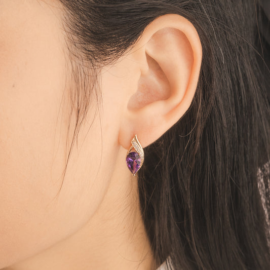 Amethyst Earrings in 10K Yellow Gold