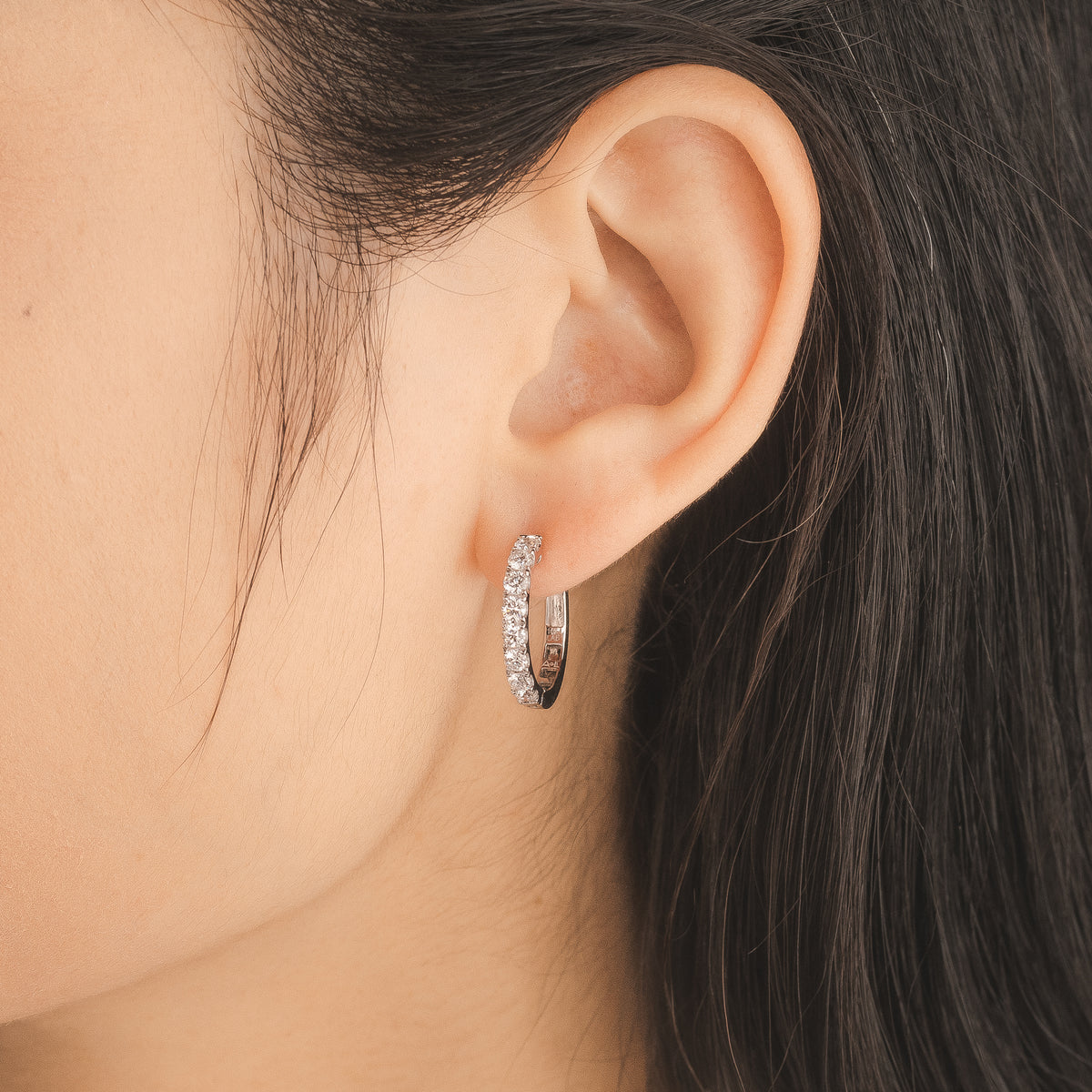 Lab Grown Diamond Hoop Earrings in 10K White Gold (1.00 ct tw)