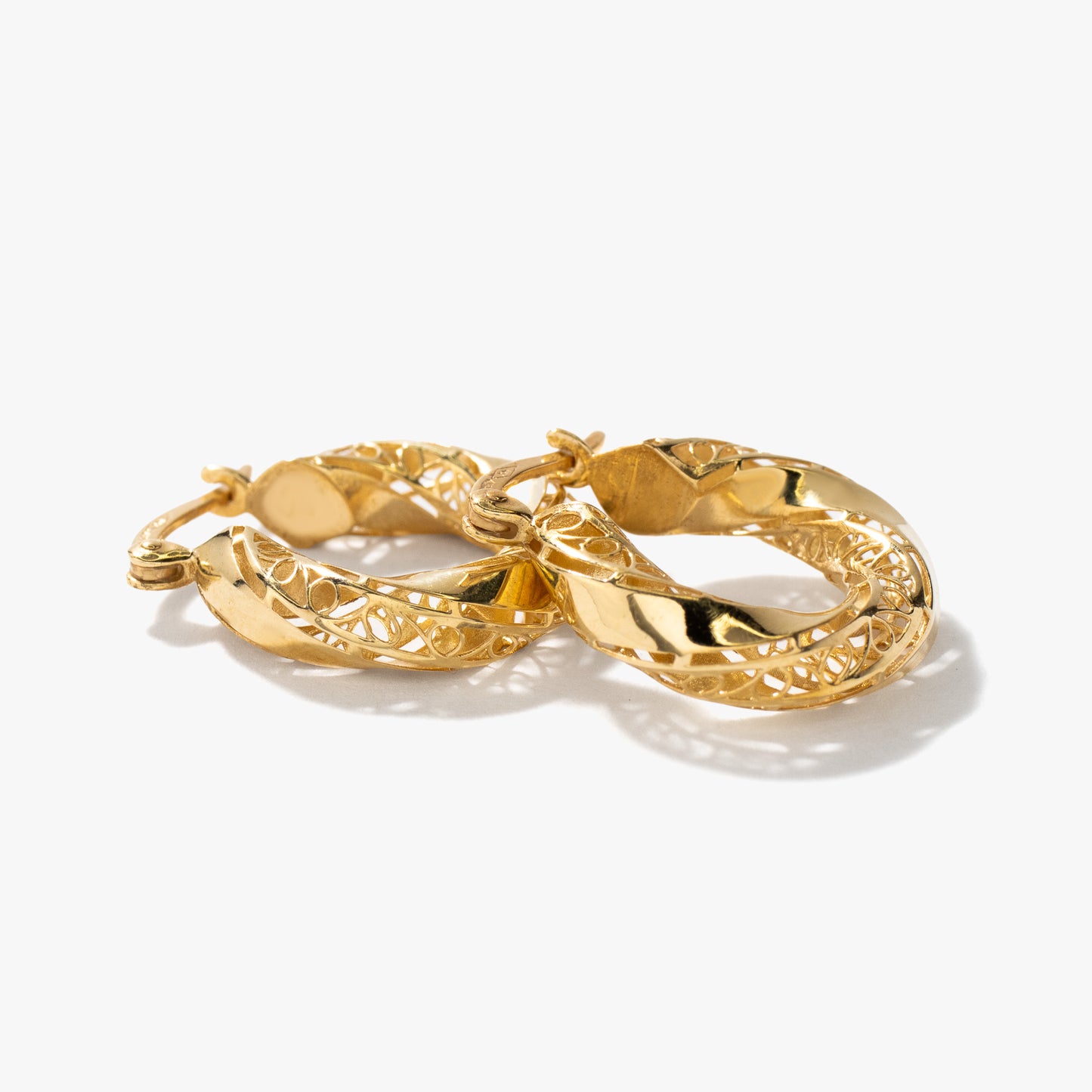 Cutout Twist Hoop Earrings in 10K Yellow Gold