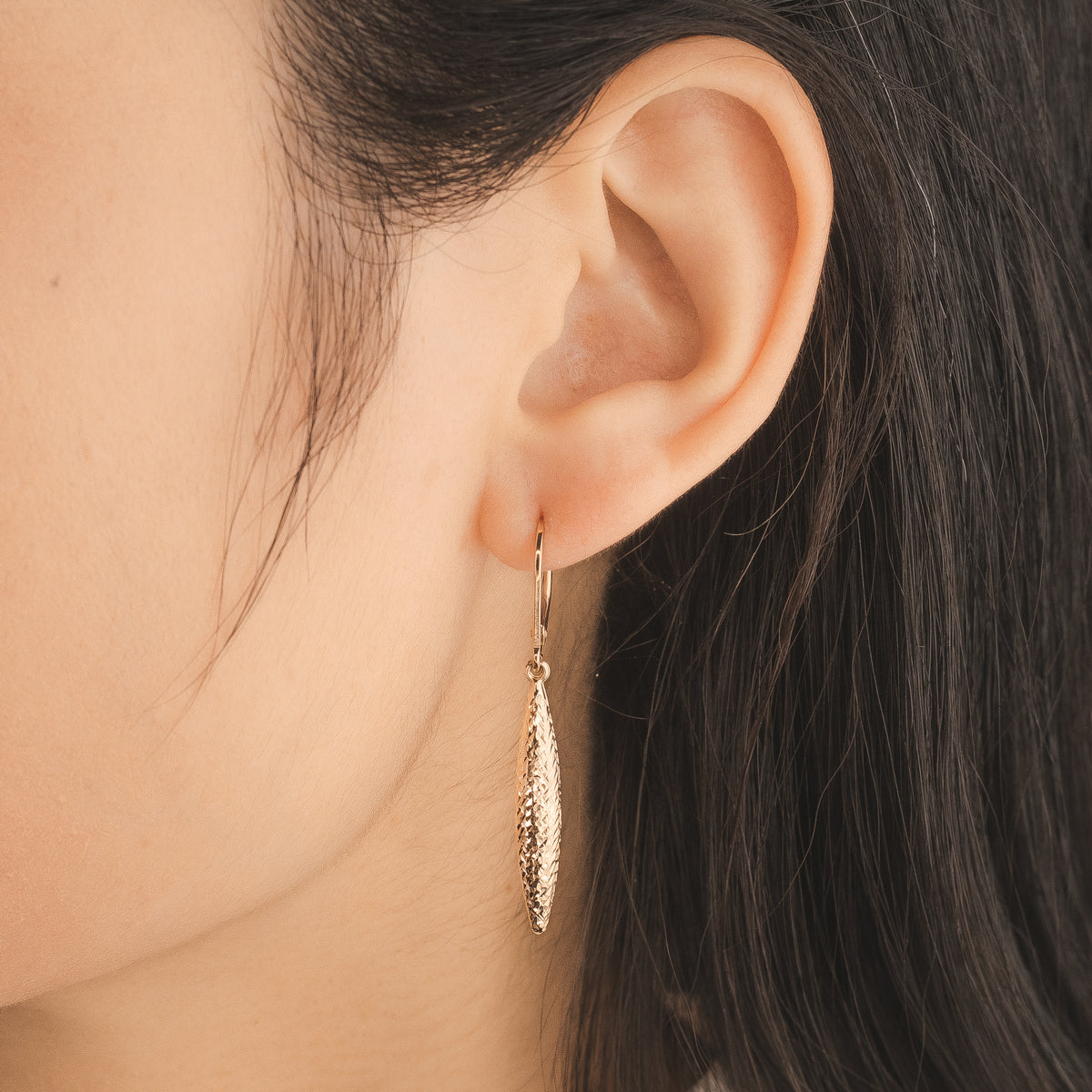 Diamond Cut Drop Earrings in 10K Yellow Gold