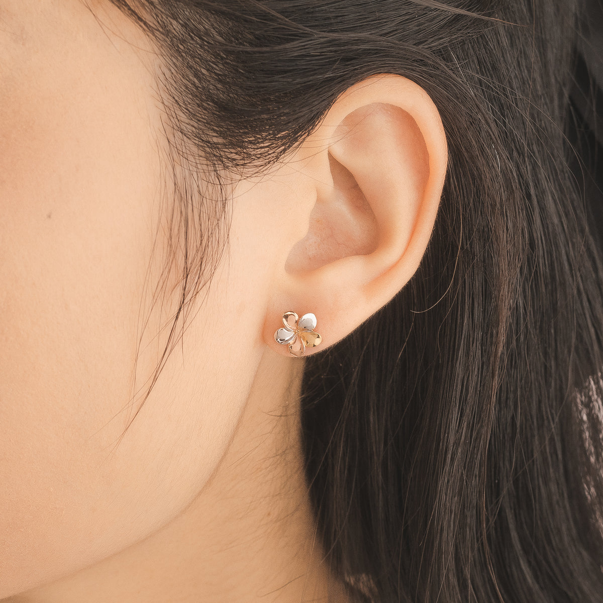 Flower Stud Earrings in 10K Yellow, White and Rose Gold