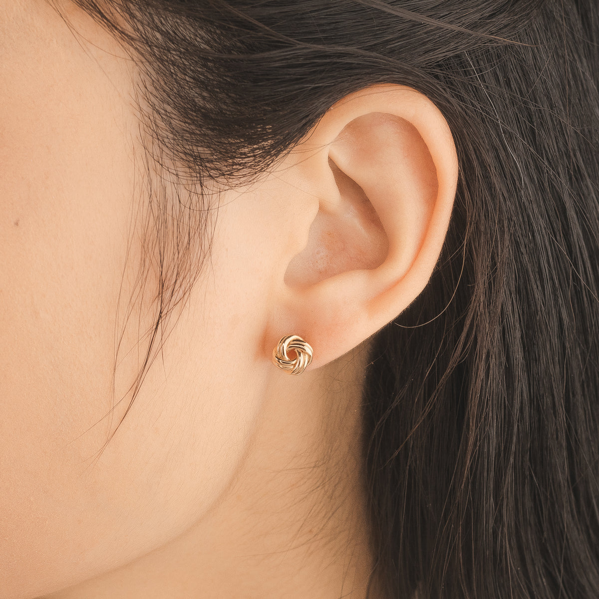 Love Knot Stud Earrings in 10K Yellow Gold