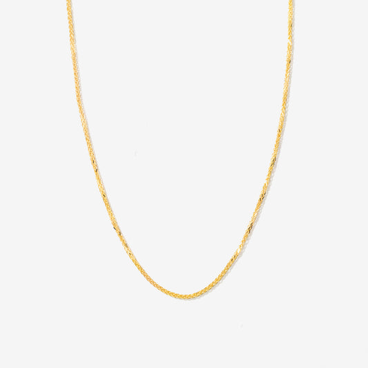 1mm Square Wheat Chain in 14K Yellow Gold (20")