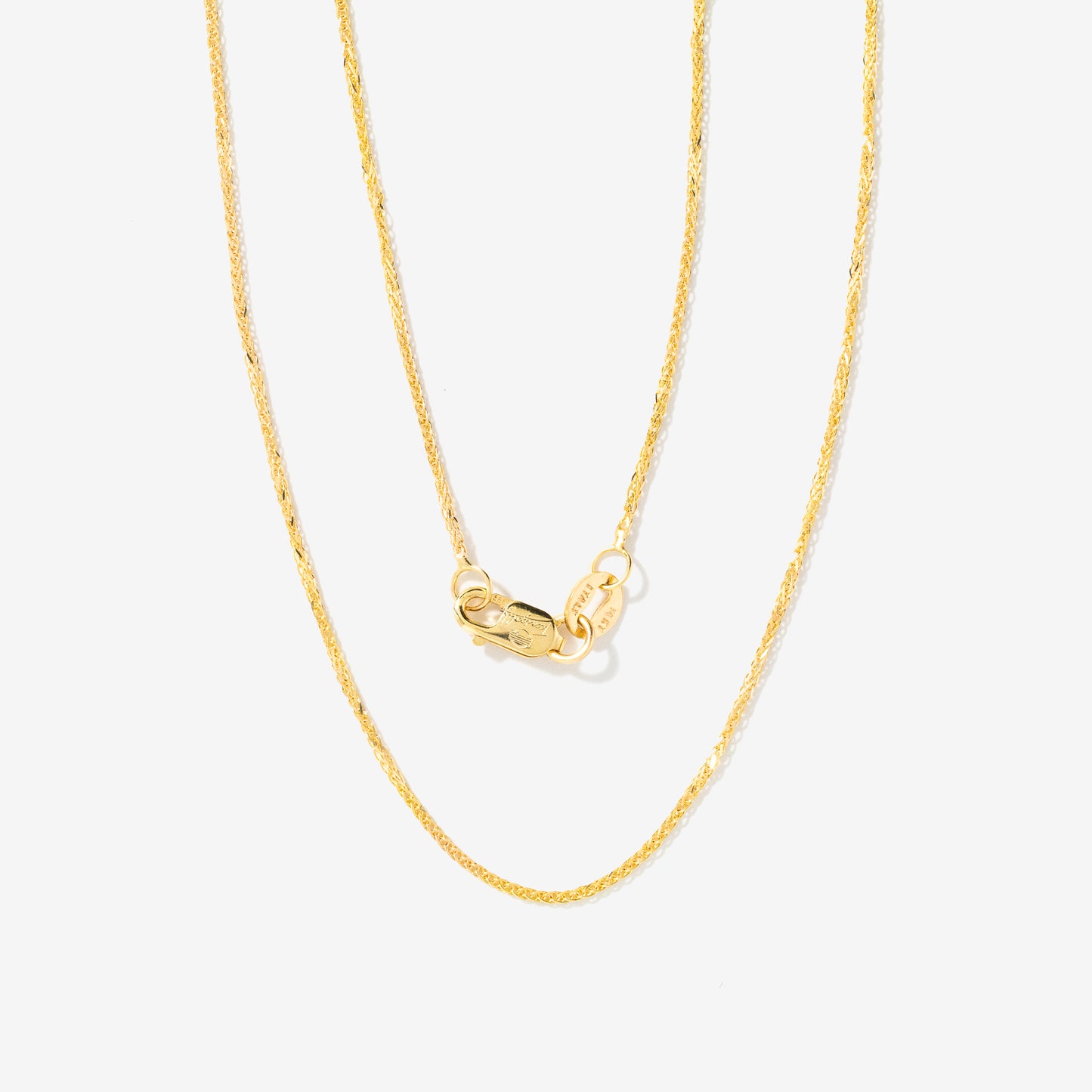 1mm Square Wheat Chain in 14K Yellow Gold (20")