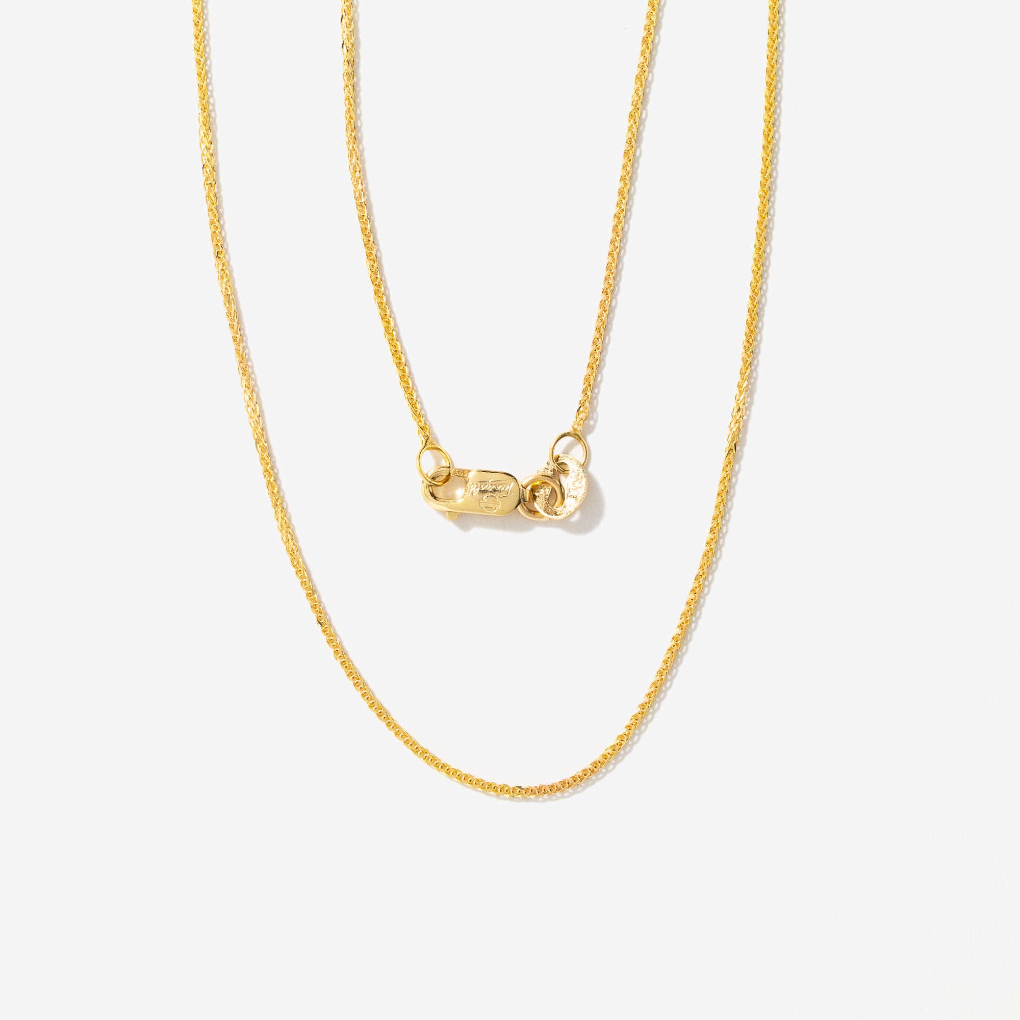 1mm Square Wheat Chain in 14K Yellow Gold (16")