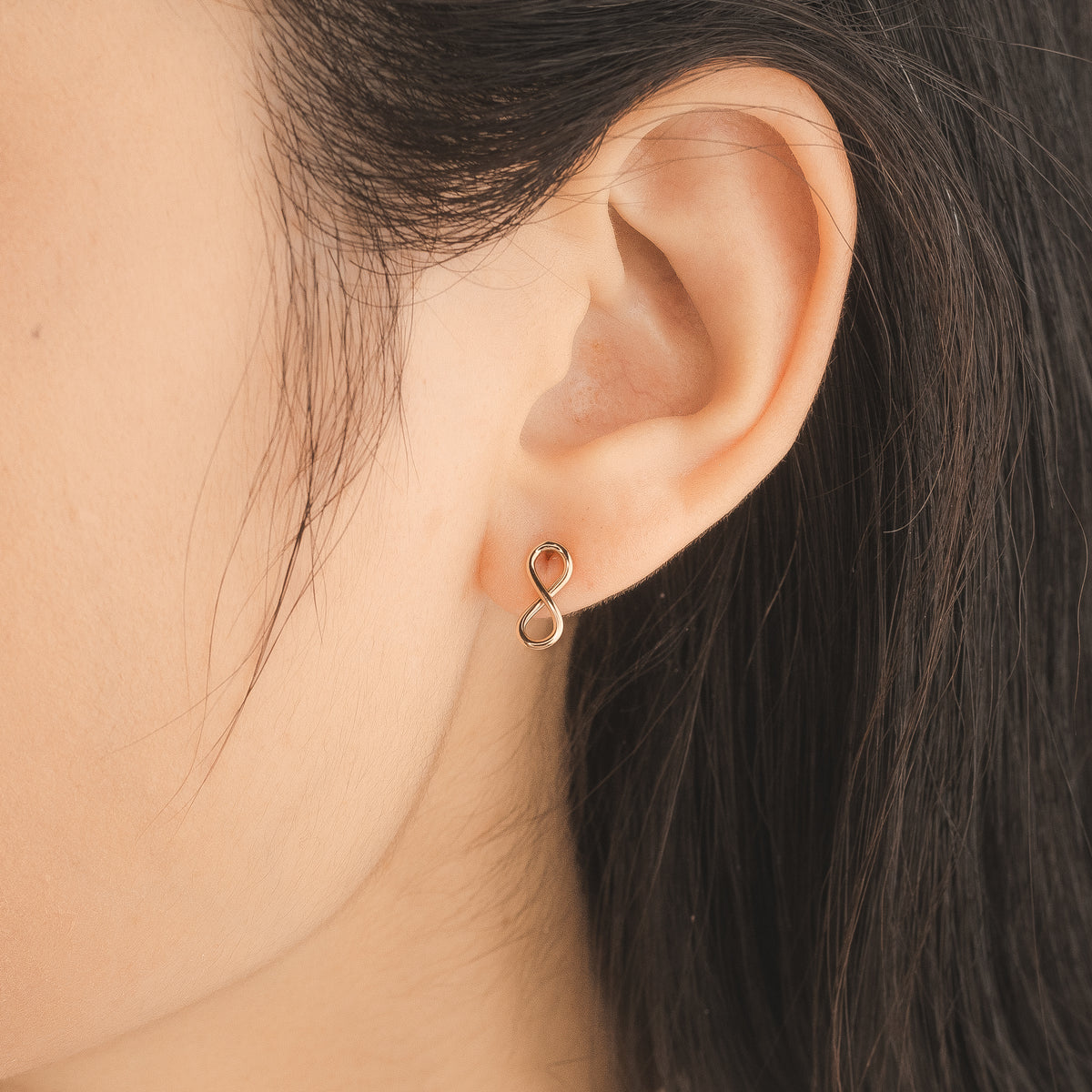 Infinity Stud Earrings in 10K Yellow Gold