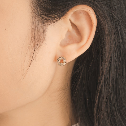 Diamond Cut Circle Stud in 10K Yellow Gold