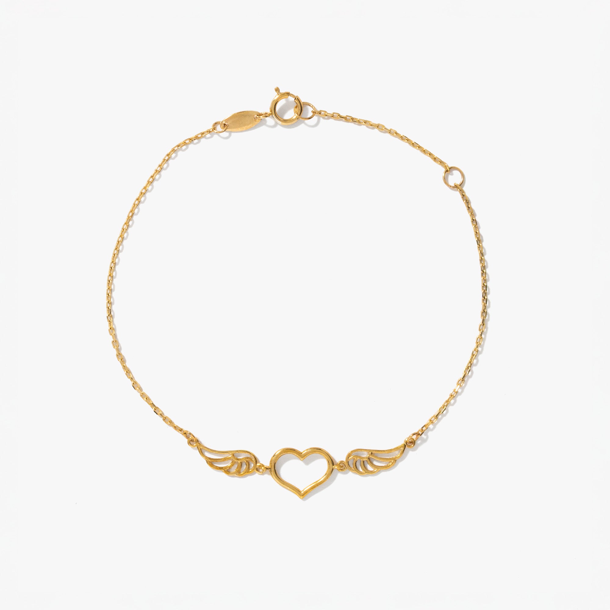 Heart and Wings Bracelet in 10K Yellow Gold