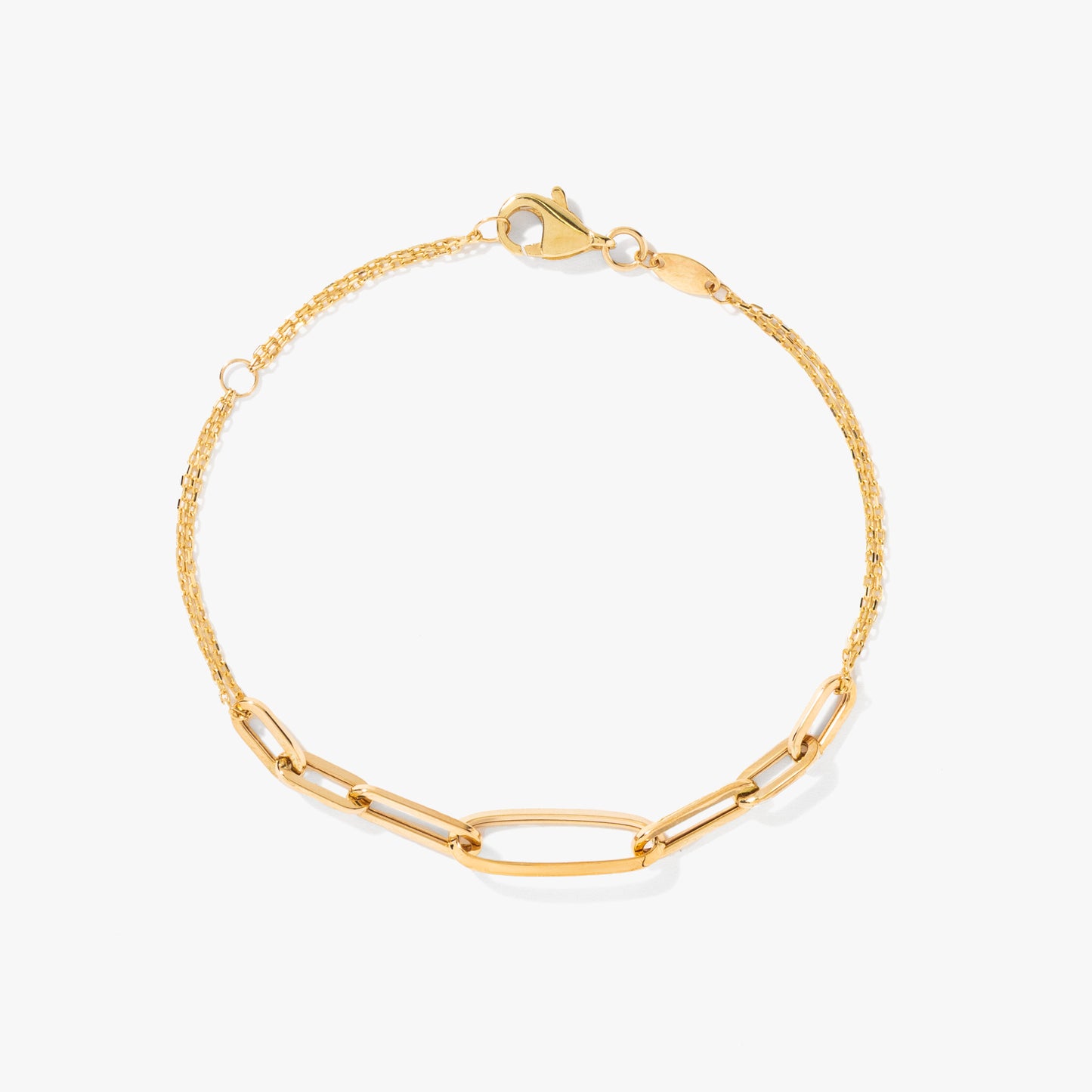 10K Yellow Gold Paper Clip Bracelet