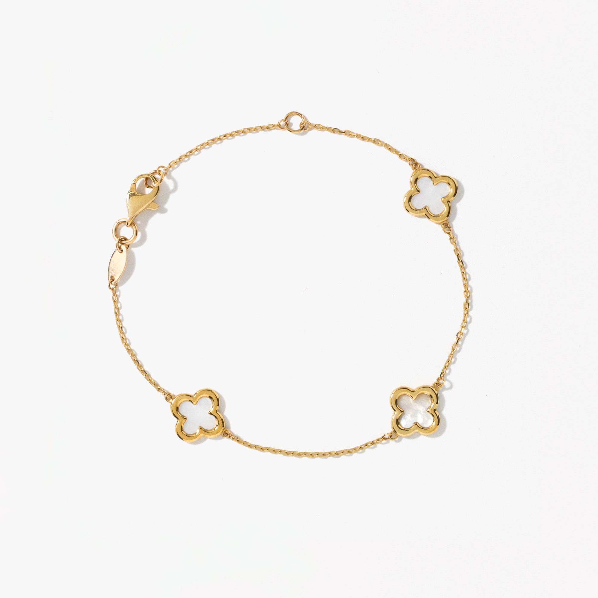 Flower Link Bracelet in 10K Yellow Gold