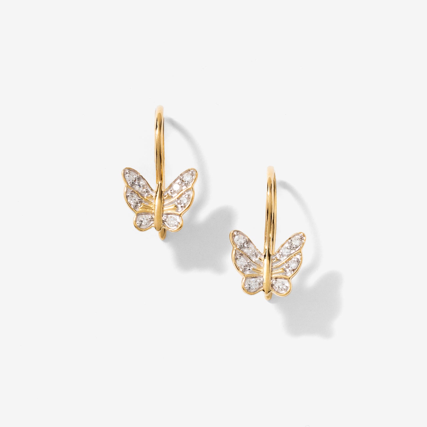 Butterfly Diamond Earrings in 10K Yellow Gold (0.10 ct tw)
