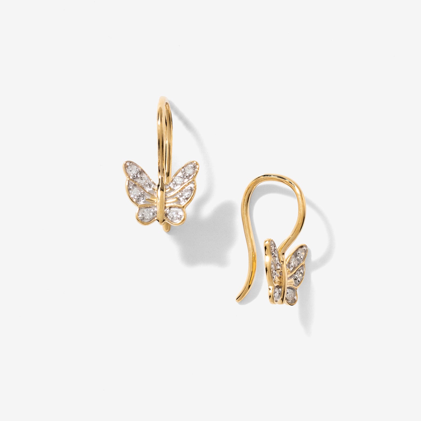 Butterfly Diamond Earrings in 10K Yellow Gold (0.10 ct tw)