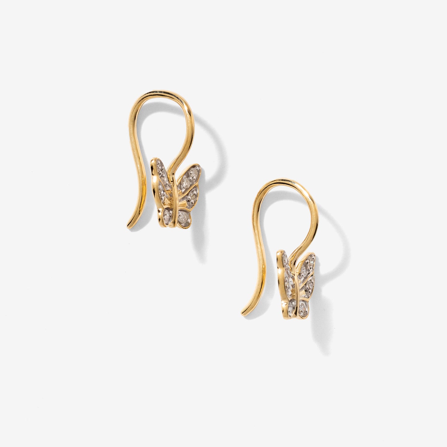 Butterfly Diamond Earrings in 10K Yellow Gold (0.10 ct tw)
