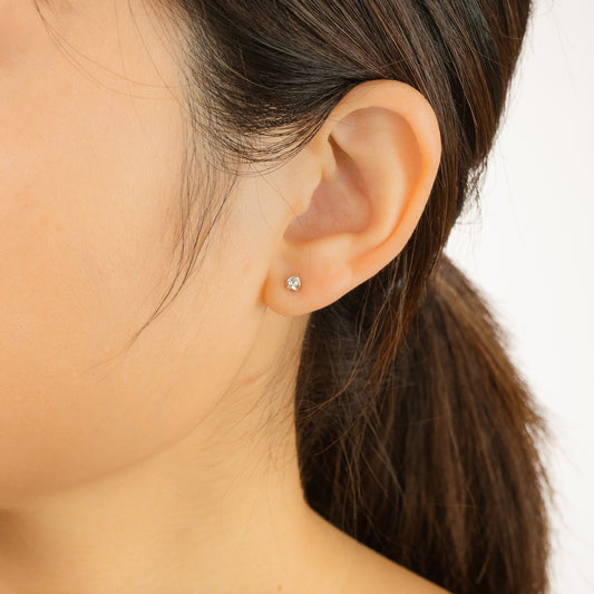 Tension Set Solitaire Lab Grown Diamond Stud Earrings in 14K White Gold (0.10ct tw)