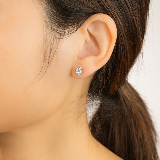 Tension Set Solitaire Lab Grown Diamond Stud Earrings in 14K White Gold (0.75 ct tw)