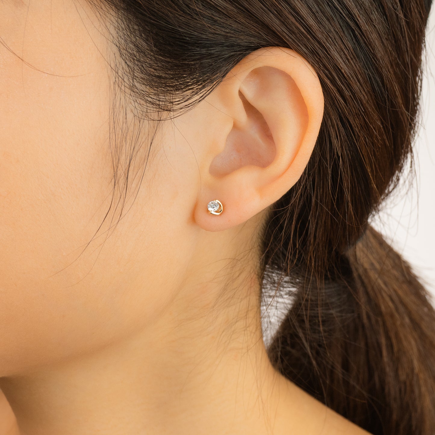 Tension Set Solitaire Lab Grown Diamond Stud Earrings in 14K Yellow Gold (0.30ct tw)