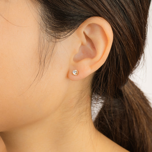 Tension Set Solitaire Lab Grown Diamond Stud Earrings in 14K Yellow Gold (0.30ct tw)