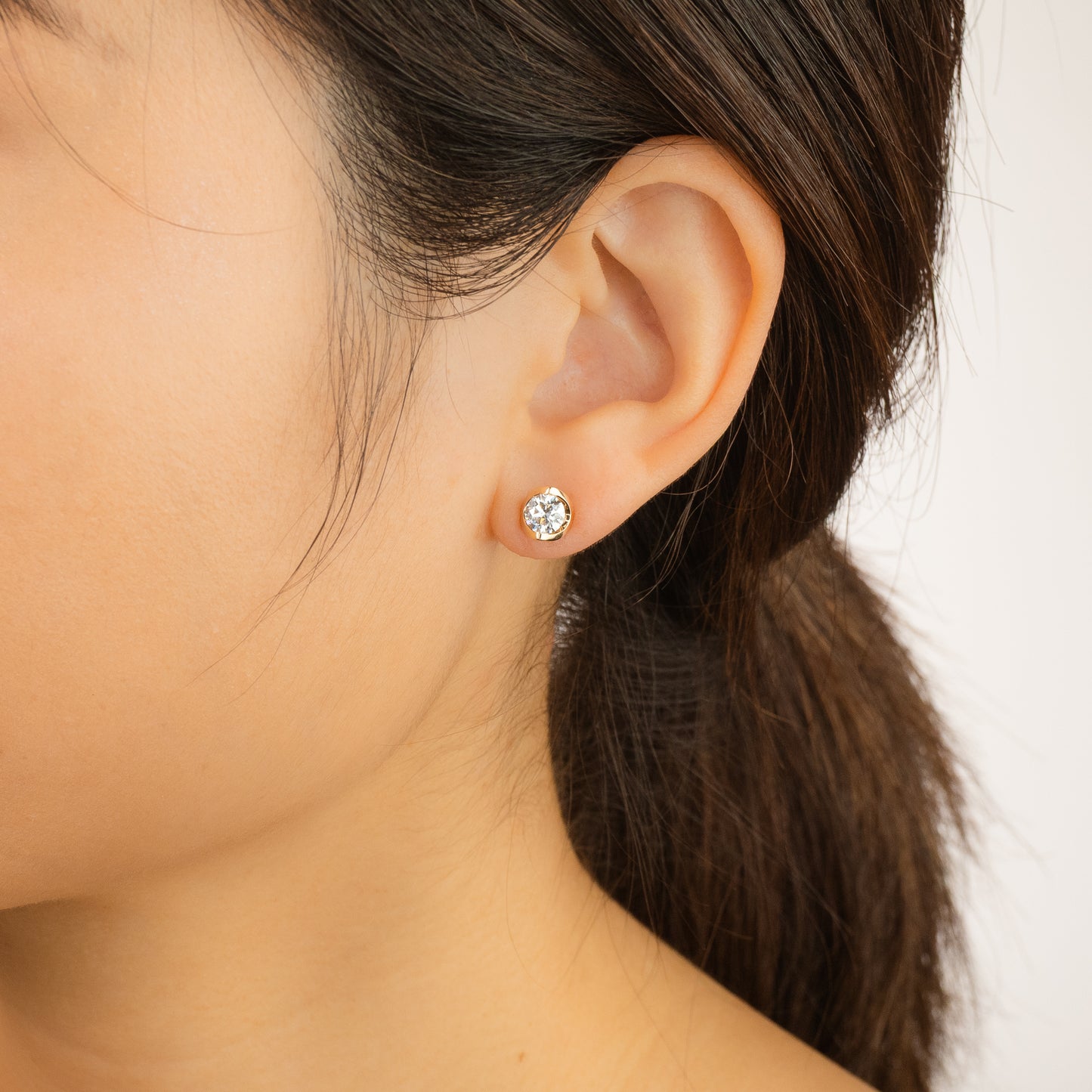 Tension Set Solitaire Lab Grown Diamond Stud Earrings in 14K Yellow Gold (1.00 ct tw)