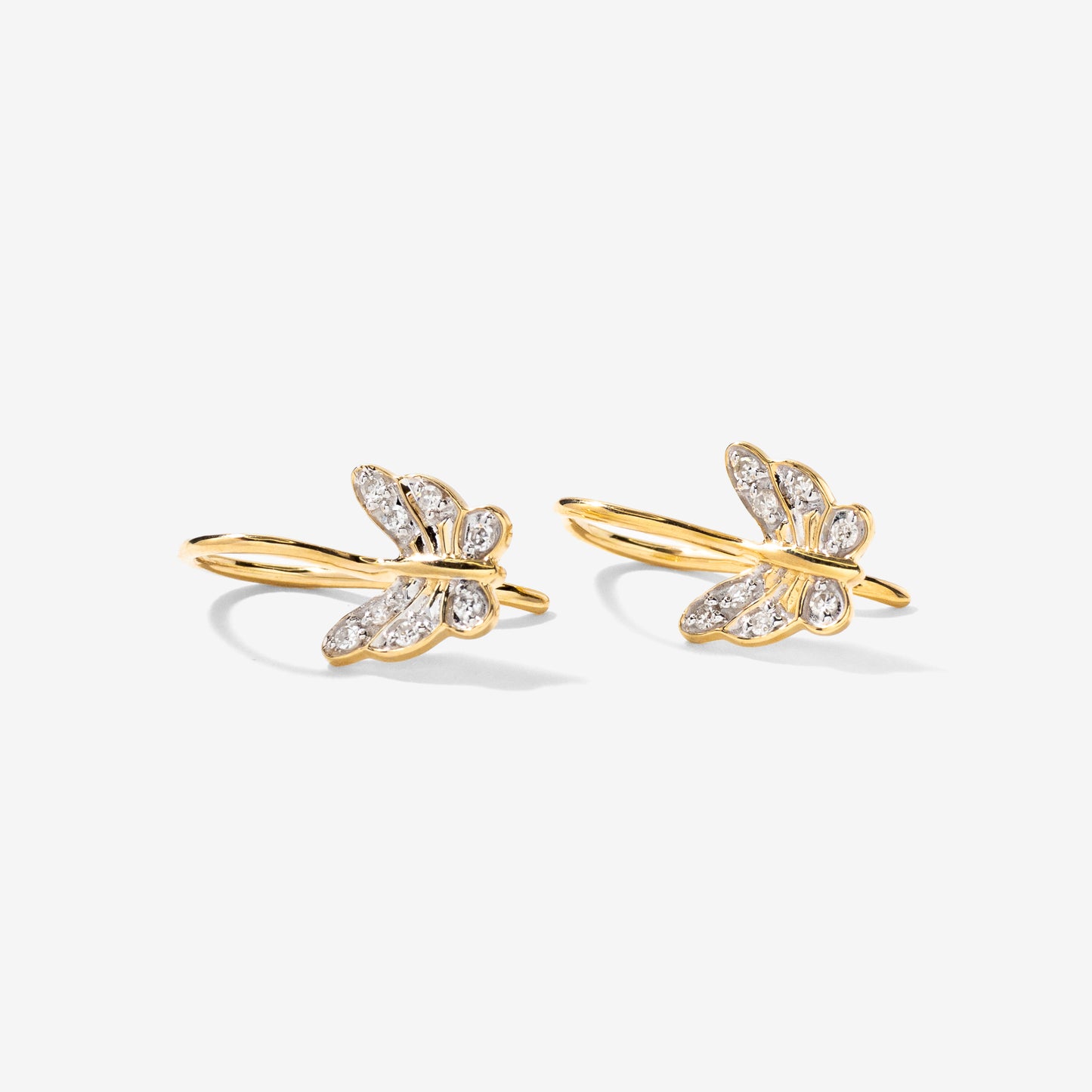 Butterfly Diamond Earrings in 10K Yellow Gold (0.10 ct tw)