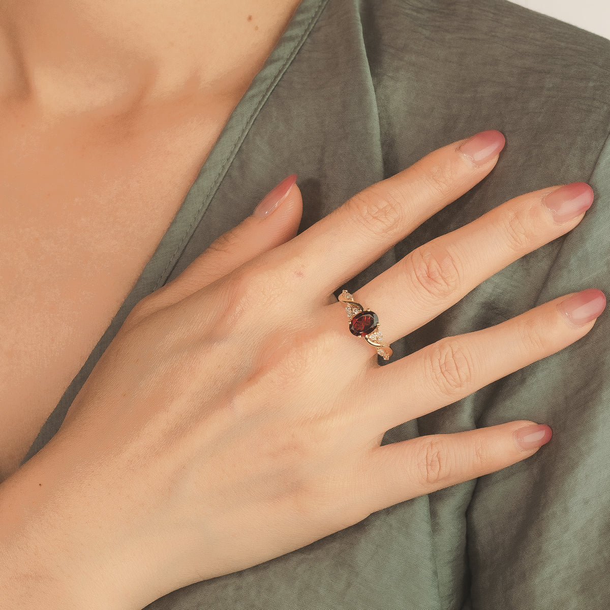 Garnet Ring 10K Yellow Gold