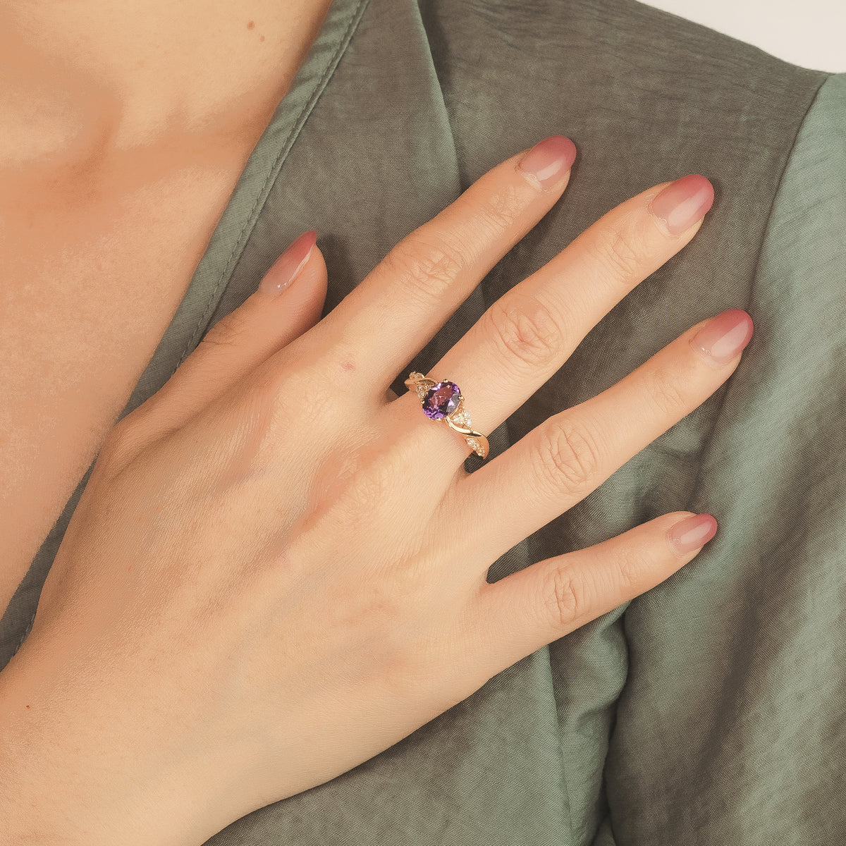 Amethyst Ring 10K Yellow Gold