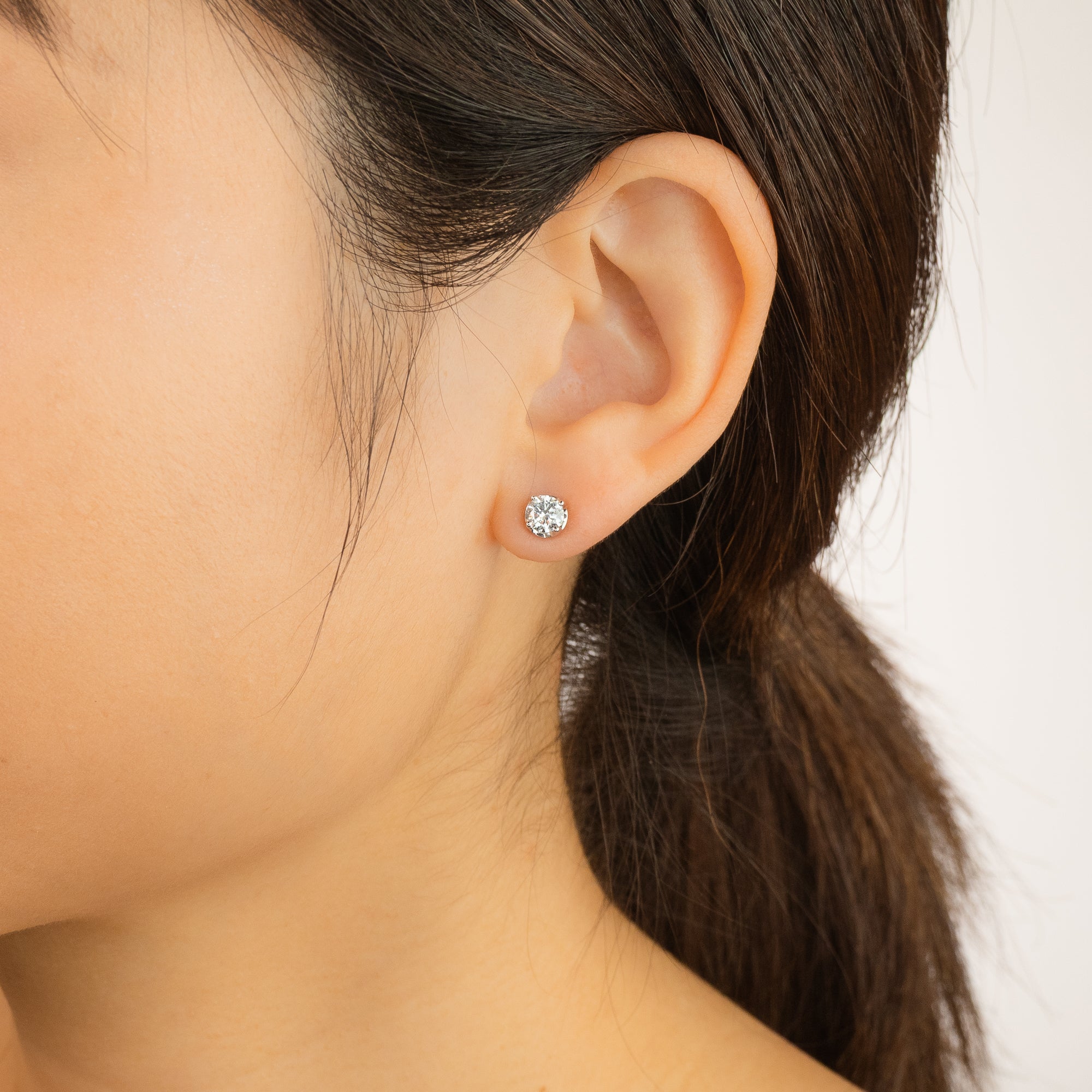 Lab Grown Diamond Stud Earrings in 14K White Gold (0.75 ct tw)