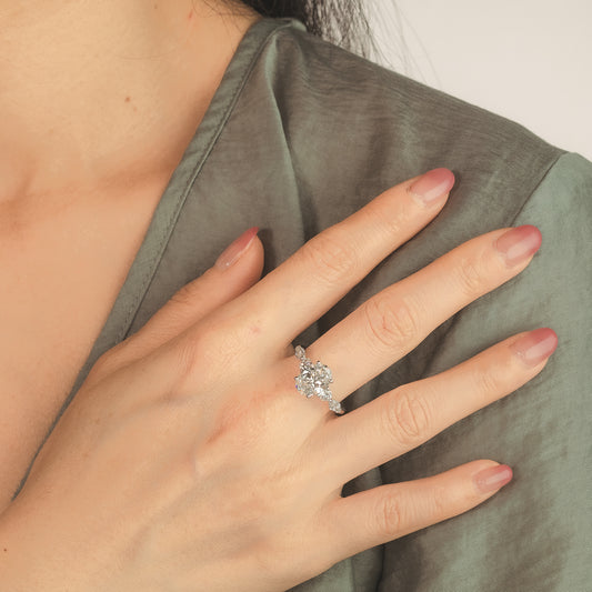 Oval Lab Grown Diamond Engagement Ring in 14K White Gold (2.75 ct tw)