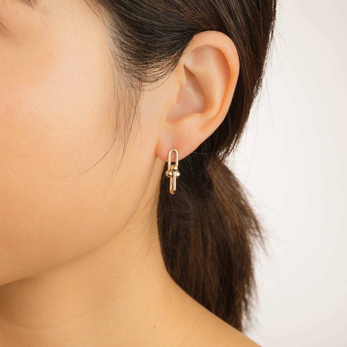 U Shape Drop Earrings in 10K Yellow Gold