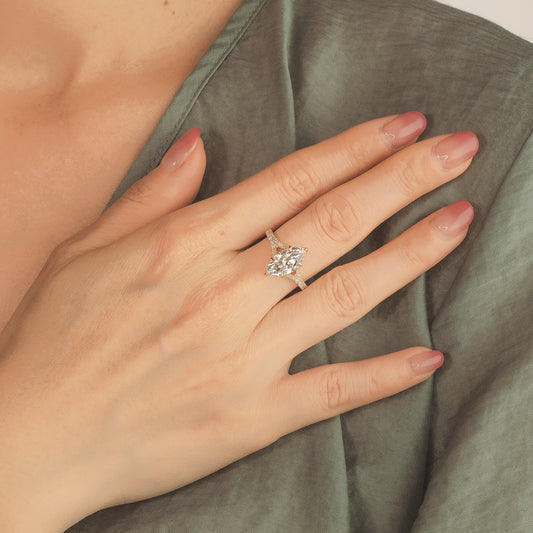 Marquise Lab Grown Diamond Ring in 14K Yellow Gold (2.45 ct tw)