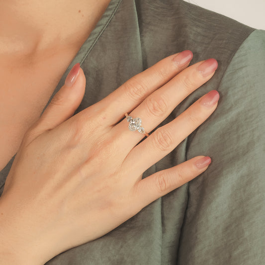 Three Stone Lab Grown Diamond Engagement Ring in 14K Yellow Gold (2.10 ct tw)
