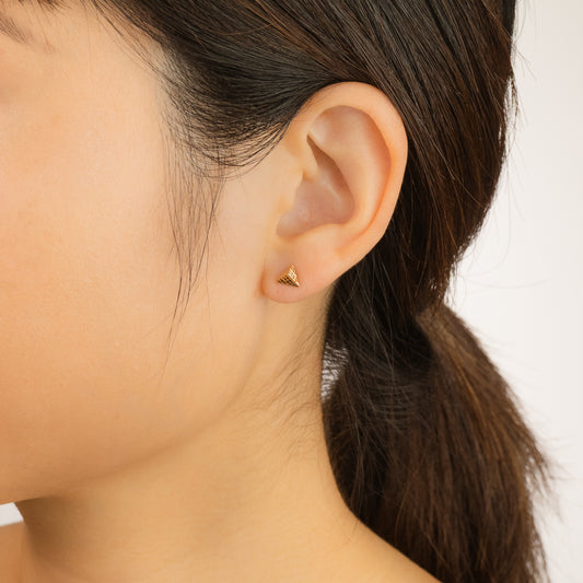 Pyramid Stud Earrings in 10K Yellow Gold
