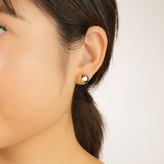 Half Round Puff Stud Earrings in 10K Yellow Gold
