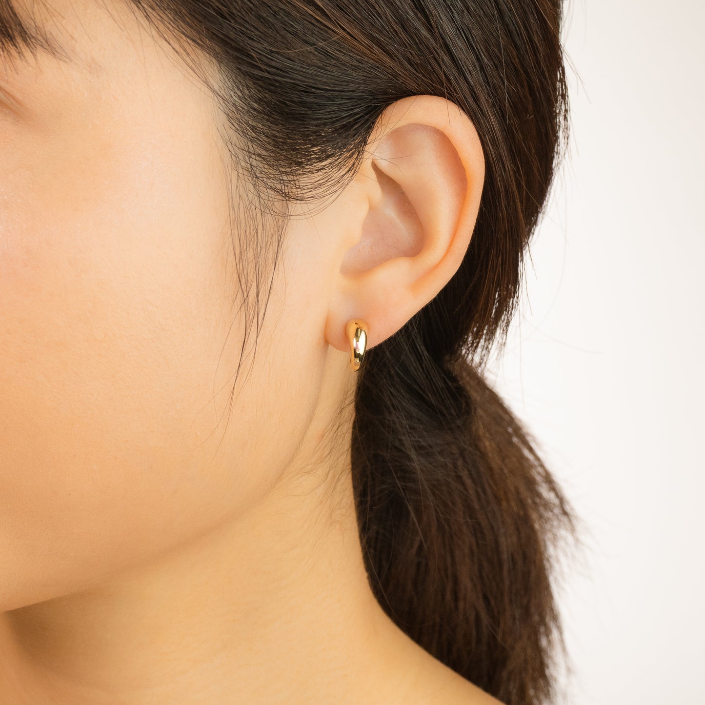 Hollow Rounded Horn Stud Earrings in 10K Yellow Gold