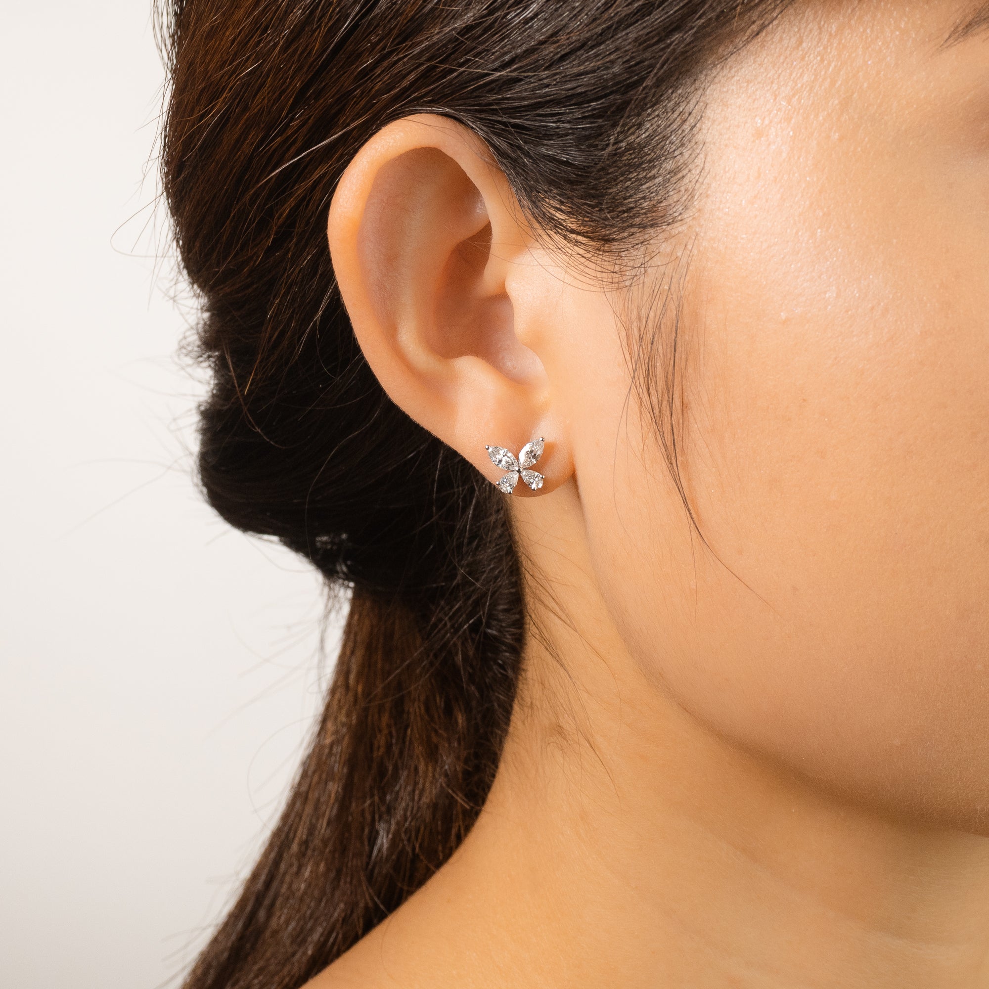 Lab Grown Diamond Cluster Earrings in 14K White Gold (2.00 ct tw)