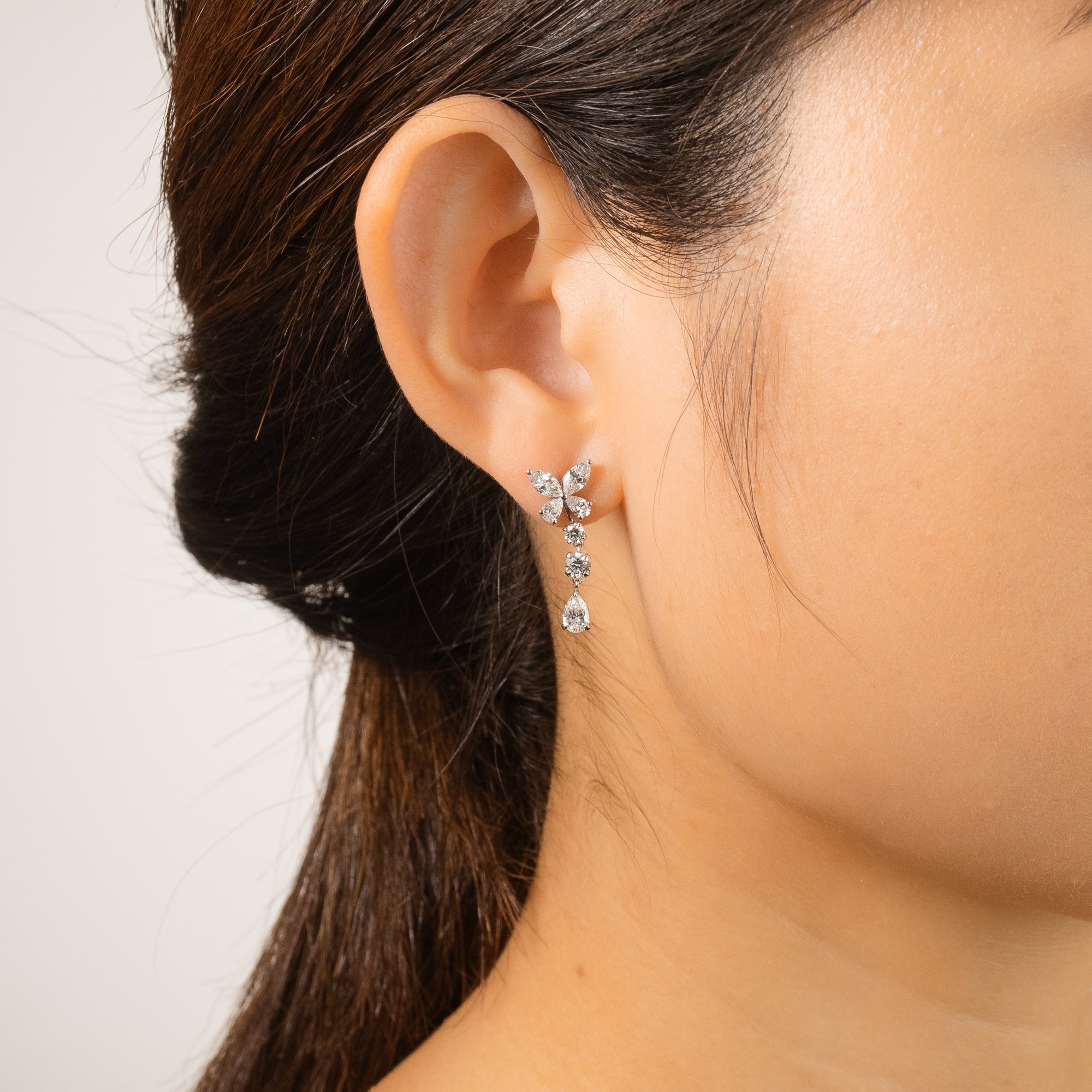 Lab Grown Diamond Cluster Earrings in 14K White Gold (2.00 ct tw)