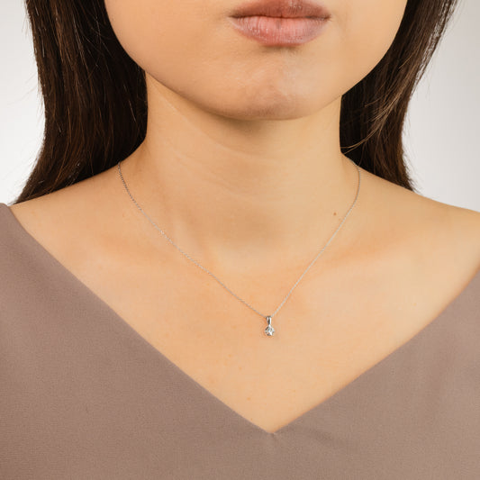 Tension Set Lab Grown Diamond Solitaire Necklace in 14K White Gold (0.10ct tw)